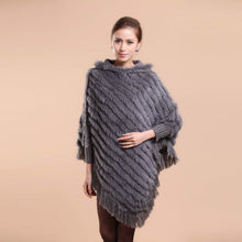 Load image into Gallery viewer, Women&#39;s Handmade Knitted Real Rabbit Fur Autumn Winter Fur Pashmina 070121