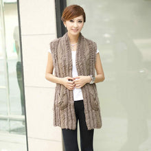 Load image into Gallery viewer, Women&#39;s Knitted Natural Rabbit Fur Vest Casual Waist Coat
