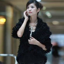 Load image into Gallery viewer, Knitted Natural Rabbit Fur Vest Jacket Stole Cape Coat Shawl Outwear