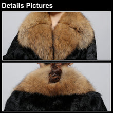 Load image into Gallery viewer, Natural Rabbit Fur Coat Supper Big Raccoon Fur Collar Women Overcoat Winter Outwear