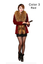 Load image into Gallery viewer, Natural Rabbit Fur Coat Supper Big Raccoon Fur Collar Women Overcoat
