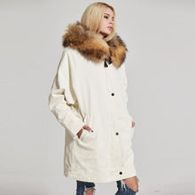 Load image into Gallery viewer, FS17147 Women spring winter Parka Fashion Coat with Real Rabbit Fur inside Warm Jacket with Real fur Hood Fur Story