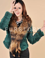 Load image into Gallery viewer, Rabbit Fur Coat Women&#39;s with Big Raccoon Fur Collar Real Natural Fur Coats Female