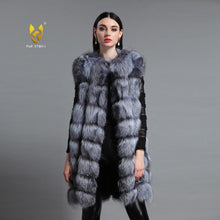 Load image into Gallery viewer, Women&#39;s Genuine Fox Fur Vest Women Wavy Furry Striped Vest Female 16277