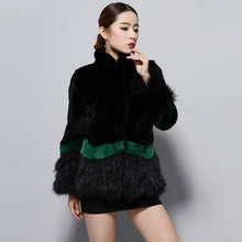 Load image into Gallery viewer, Natural Rex Rabbit Fur Coat Real Raccoon Fur Trim Sleeve Cuff Jacket  Thick Fur Overcoat