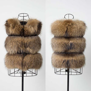 Natural Raccoon Fur Vest Classic Style Whole Leather Fur Waistcoat Jacket