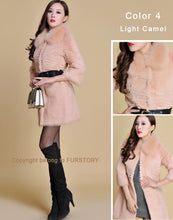 Load image into Gallery viewer, Women&#39;s  Real Rabbit Fur Coat Fox Fur Collar Jacket Overcoat winters Coat 13071