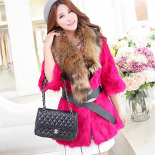 Load image into Gallery viewer, Natural Rabbit Fur Coat Jacket Thick Jacket Winter Long Overcoat