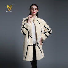 Load image into Gallery viewer, Women&#39;s Natural Fur Coat Contrast Color Real Rex Rabbit Fur Coats  161212