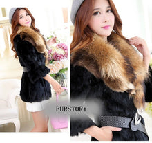 Load image into Gallery viewer, Natural Rabbit Fur Coat Jacket Thick Jacket Winter Long Overcoat