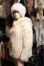 Load image into Gallery viewer, knitted Real Raccoon fur with big hood overcoat jacket long sleeve puff /Super warm/Natural style/Vintage FS13005