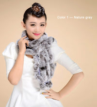 Load image into Gallery viewer, Real REX Rabbit Fur Scarf Wrap Cape Shawl Neck Warmer Women Children Scarf Unisex FS14517