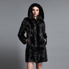 Load image into Gallery viewer, Women&#39;s Mink Fur Coat Large Size Cuff and Hem Removable Overcoat 161152