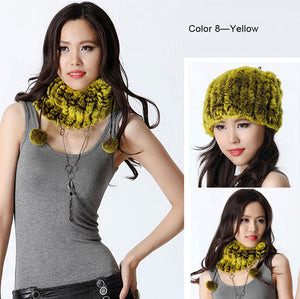 Women's Hats Knitted Real REX Rabbit Fur Beanie Hat 14603