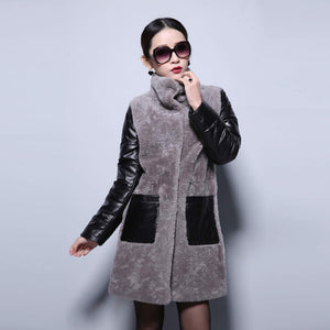Natural Lamb Fur Coat Genuine Sheep Leather Full Sleeve Jacket