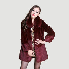 Load image into Gallery viewer, Real REX Rabbit Fur Coat Fox Fur Collar Long Winters&#39; Coat Jacket Women&#39; Overcoat 3 Colors Top Quality Fur FS13064