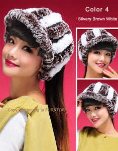 Fur Hat Real Rex Rabbit Hat Lady Headgear for Women 13604