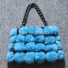 Load image into Gallery viewer, Real Rabbit Fur Ball Bag Handbag Lovely Side Bag Women Purse Totes SMALL Size 20*28 Good Choice for Chirstmas Gift FS040102
