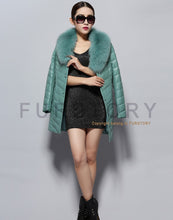Load image into Gallery viewer, Genuine Leather Coat Female with Real Fox Fur Collar Outwear Winter Women&#39;s Down Coat