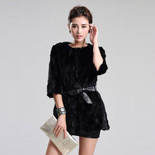 Load image into Gallery viewer, Women&#39;s Natural Mink Fur Coat with Belt Three Quarter Three Quarter