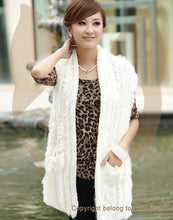 Load image into Gallery viewer, Women&#39;s Knitted Natural Rabbit Fur Vest Casual Waist Coat