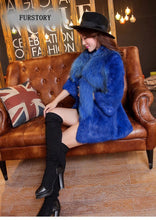 Load image into Gallery viewer, Natural Rabbit Fur Coat Jacket Real Raccoon Dog Fur Collar Trim Thick Jacket