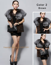 Load image into Gallery viewer, Women&#39;s Knitted Real Mink Fur Splicing Silver Fox Fur Vest Real Fur Vest Female