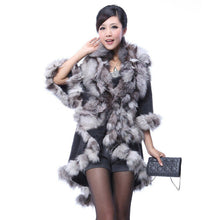 Load image into Gallery viewer, Real Fox Fur &amp; Wool Coat Jacket Shawl Stole Poncho Fox Fur Collar 5 Color Fur Story FS070210