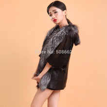 Load image into Gallery viewer, Natural Silver Fox Fur Vest with Genuine Whole Sheep Leather Fur Vest Jacket