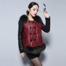Load image into Gallery viewer, Women&#39;s Genuine Leather Coat Down Jacket with Real Fox Fur Collar Leather Coats Female