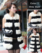 Load image into Gallery viewer, Women&#39;s Natural Rabbit Fur and  Fox Fur Vest Coat Jacket Waistcoat Ladies&#39; Dress Gift