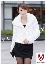 Load image into Gallery viewer, Genuine Fur Coat Real Rabbit Fur Coat with Fox Fur Collar Overcoat Jacket Ladies&#39; Garment Elegant 6 Colors FS010133