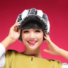 Load image into Gallery viewer, Fur Hat Real Rex Rabbit Hat Lady Headgear for Women 13604