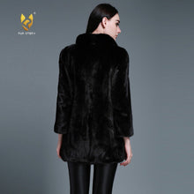 Load image into Gallery viewer, Women&#39;s Genuine Mink Fur Coat With Big Turn Down Collar Overcoat Female 161160