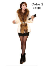 Load image into Gallery viewer, Natural Rabbit Fur Coat Supper Big Raccoon Fur Collar Women Overcoat