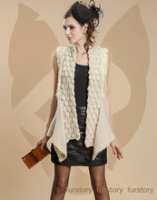 Load image into Gallery viewer, Natural Rabbit Fur Knitter Sweater Waistcoat Jacket Slim Waist Stylish Sweater Part Long Vest