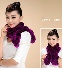 Load image into Gallery viewer, Real REX Rabbit Fur Scarf Wrap Cape Shawl Neck Warmer Women Children Scarf Flower Decoration FS14522