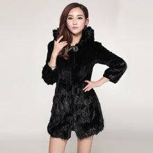 Load image into Gallery viewer, Winter Natural Knitted Mink Fur Hood Coat Female Overcoat