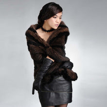 Load image into Gallery viewer, Women&#39;s Real Mink Fur Knitted Warm Shawl Natural Fur Poncho 16720