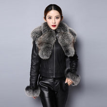 Load image into Gallery viewer, Women Fur Coat Real Sheep Leather Jacket Female Genuine Leather Coat 151247