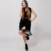 Load image into Gallery viewer, Knitted Natural Rabbit Fur Vest Double Wear Design Spring Autumn Tunic Waistcoat