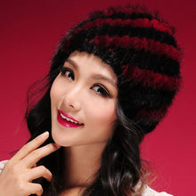 Load image into Gallery viewer, Womens Hats Winter Knitted Real Mink Fur Cap Women Fur Hat Winter Hat Headgear Ears Warmer Headdress Mink Women Hat Women&#39;s Hats &amp; Caps Fur Story FS13603