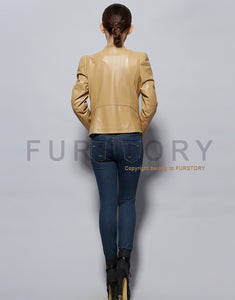 Genuine Sheep Leather Jacket Women's Leather Motorcycle Jacket