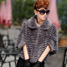 Load image into Gallery viewer, Real Rex Rabbit fur coat with bat sleeve design for women winter 010179