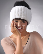 Load image into Gallery viewer, Real Rex rabbit fur hat scarf wool Beanie hat cap neck warmer double use FS13608