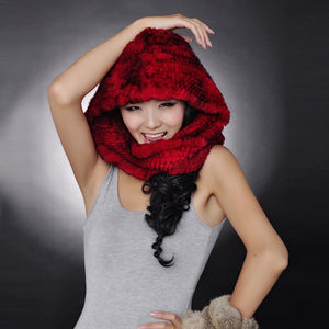 Real Knitted REX Rabbit Fur Hat Ear Muff Earwarmer Scarf Cap Soft and Fashionable 3 Use 6colors Shipping Free FS060109