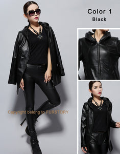 Genuine Sheep Leather Coat Top Quality Leather Jacket  Women Overcoat