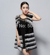 Load image into Gallery viewer, Natural Rex Rabbit Fur Vest Fashion Warmer Outerwear Sleeveless Women Long Coat
