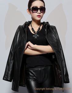 Genuine Sheep Leather Coat Top Quality Leather Jacket  Women Overcoat