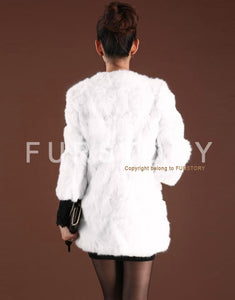 Real Rabbit Head Fur Coat Overcoat Jacket Womens' Top Garment Gilet Winter Dress Long Version Fur Story FS13017